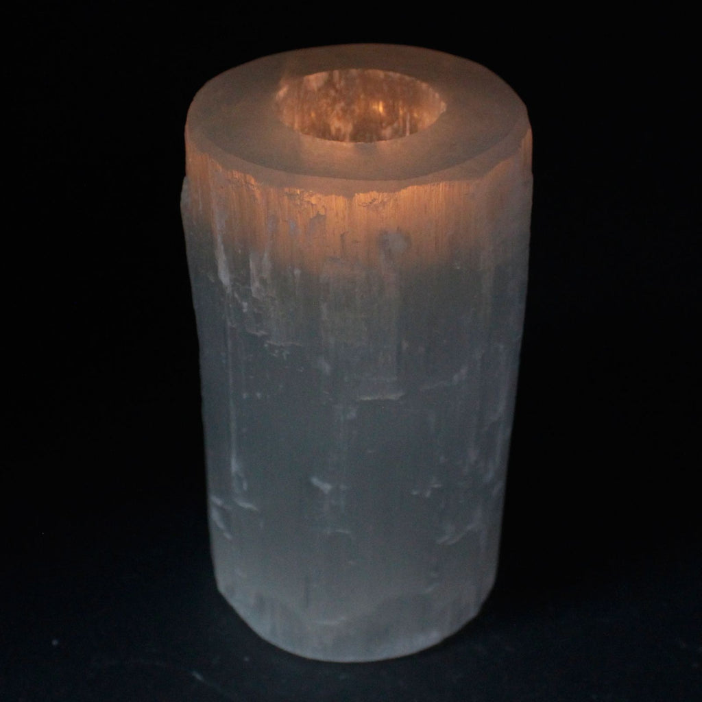 Selenite Cylinder Candle Holder - 15 cm - product view 3