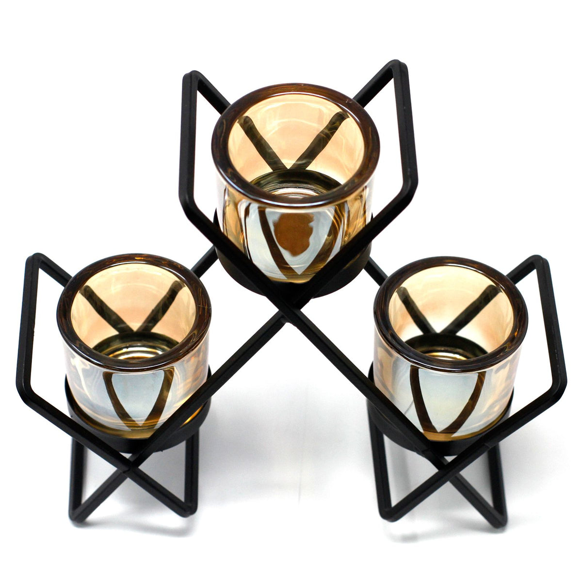 Centrepiece Iron Votive Candle Holder - 3 Cup Triangle - product view 3