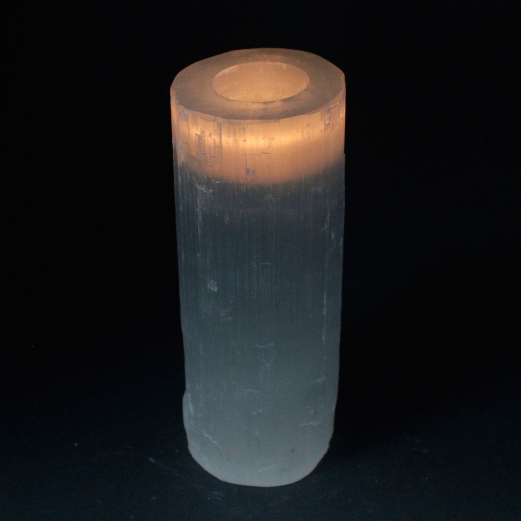 Selenite Cylinder Candle Holder - 20 cm - product view 2