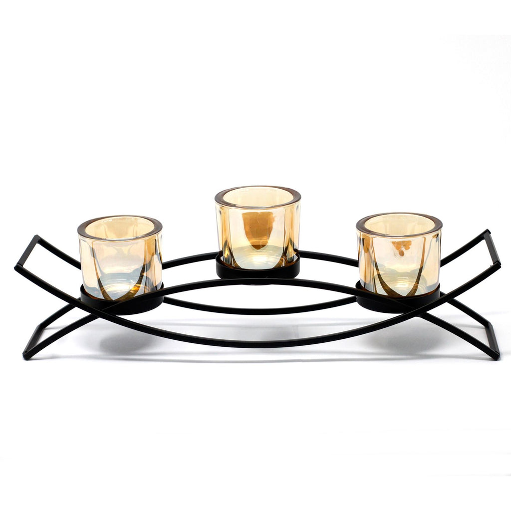Centrepiece Iron Votive Candle Holder - 3 Cup Silhouette - product view 2