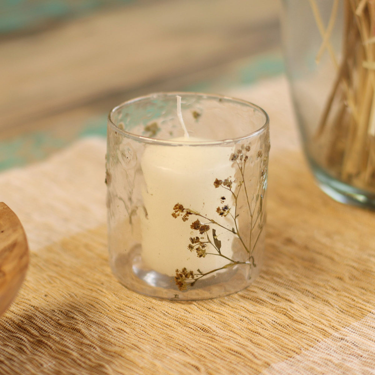 Natural Floral Glass - Straight Candle Holder - Margarita - product view 8