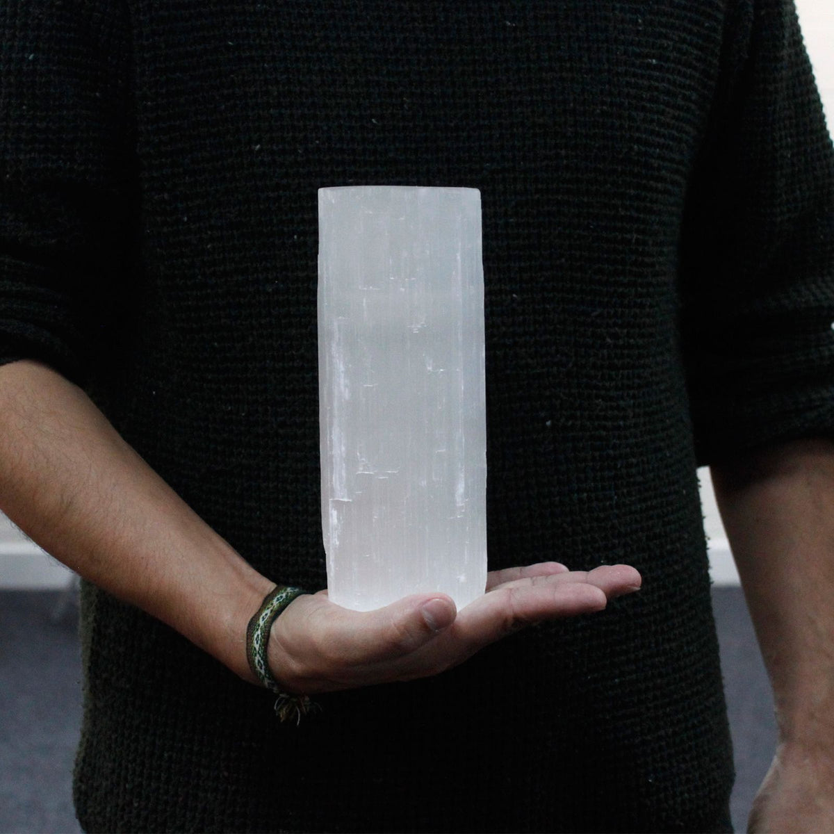 Selenite Cylinder Candle Holder - 20 cm - product view 4