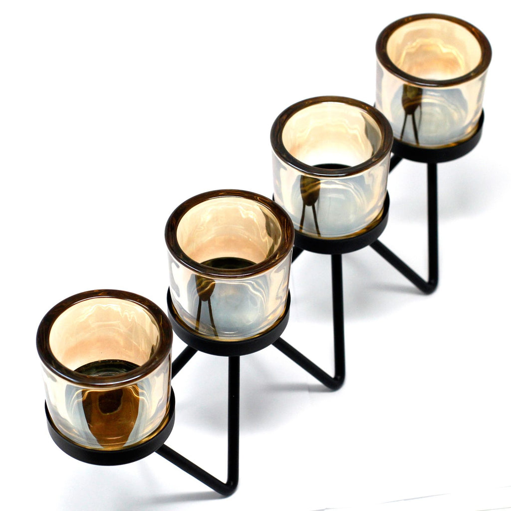 Centrepiece Iron Votive Candle Holder - 4 Cup Zig Zag - product view 3