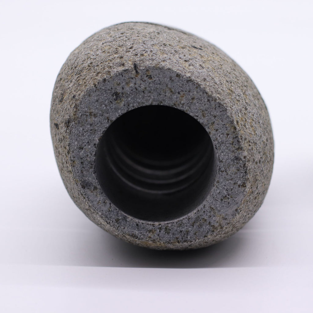 Natural Riverstone Candle Holder - Standing Stone Cut - product view 2