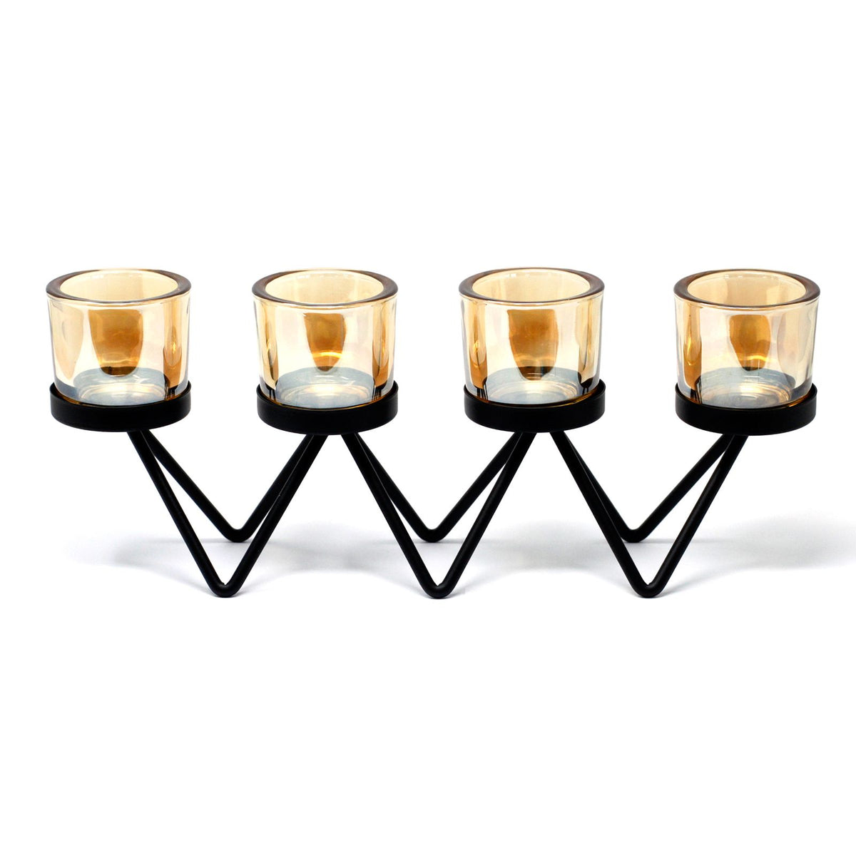 Centrepiece Iron Votive Candle Holder - 4 Cup Zig Zag - product view 2