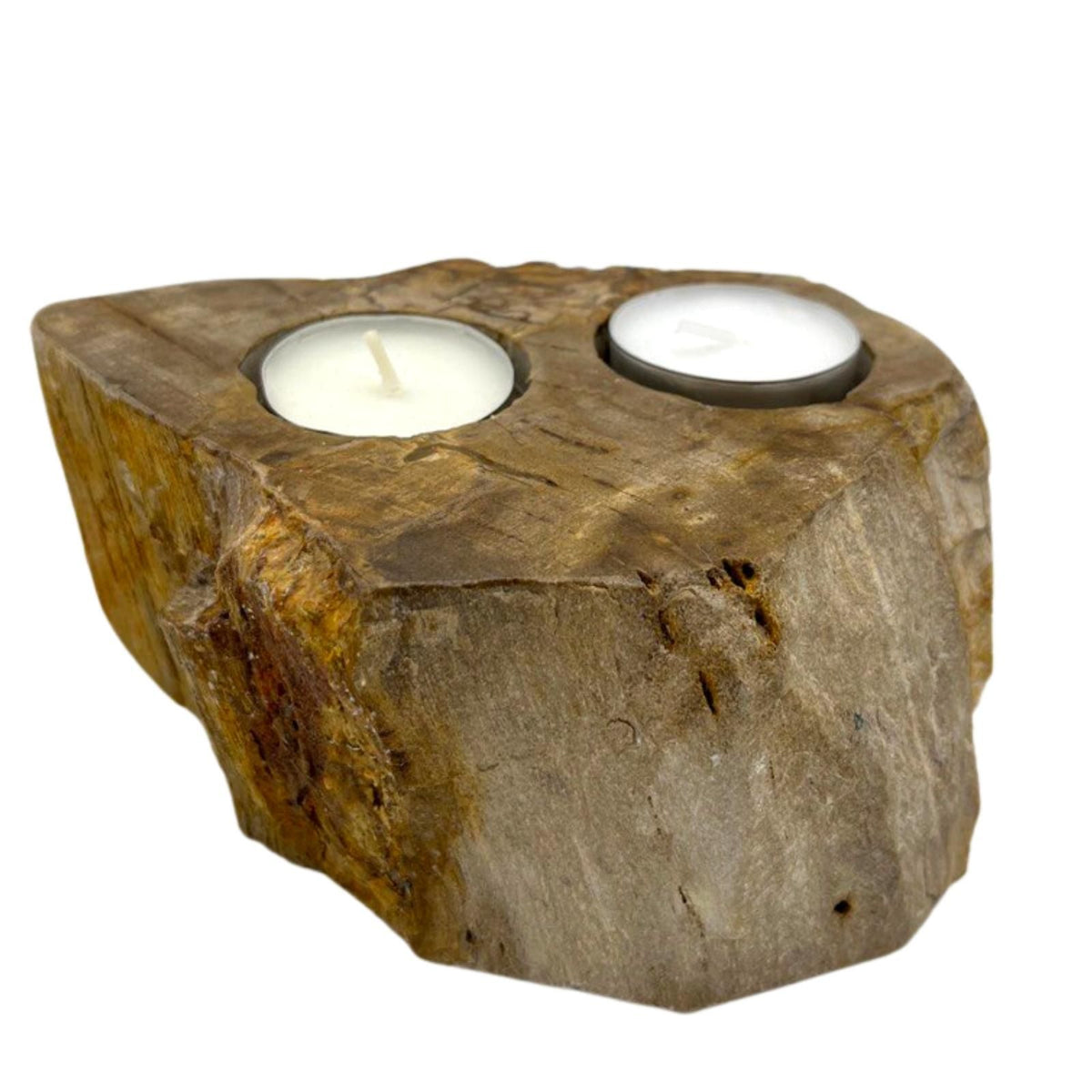 Petrified Wood Candle Holder - Double - product view 6