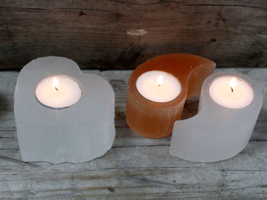 Selenite Yin Yang Candle Holder - product view 3