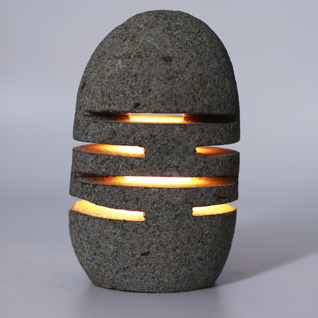 Natural Riverstone Candle Holder - Standing Stone Cut - product view 3