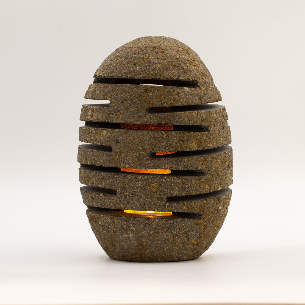 Natural Riverstone Candle Holder - Standing Stone Cut - product view 3