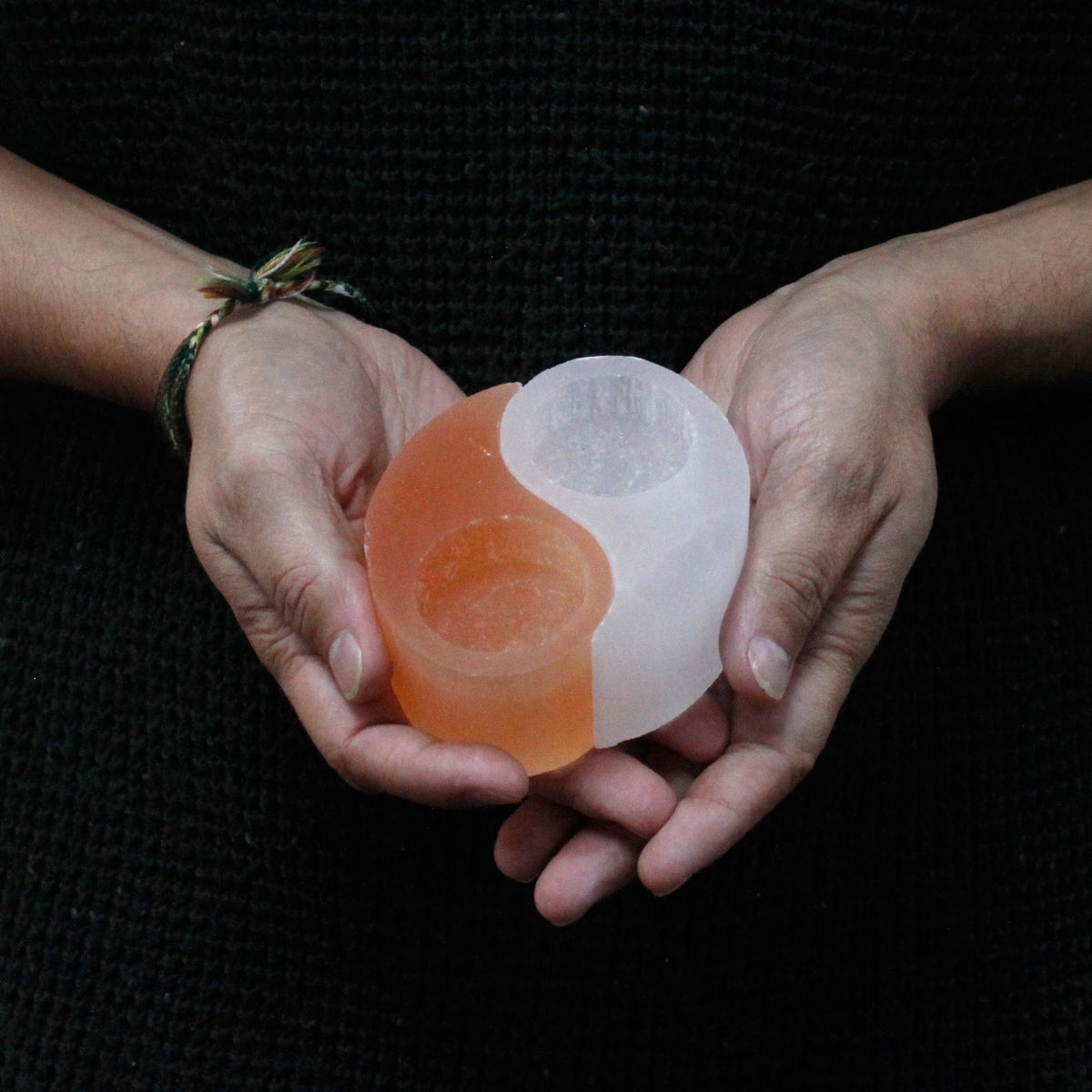 Selenite Yin Yang Candle Holder - product view 2