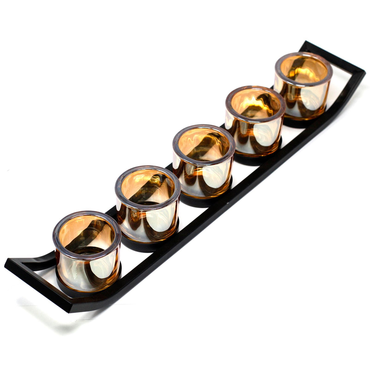 Centrepiece Iron Votive Candle Holder - 5 Cup Ledge - product view 3