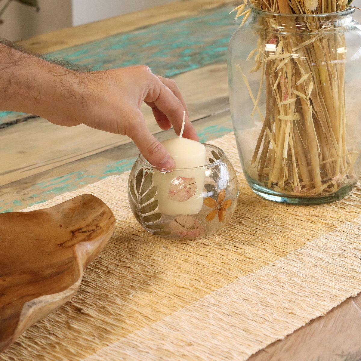Natural Floral Glass - Bowl Candle Holder - Primavera - product view 3