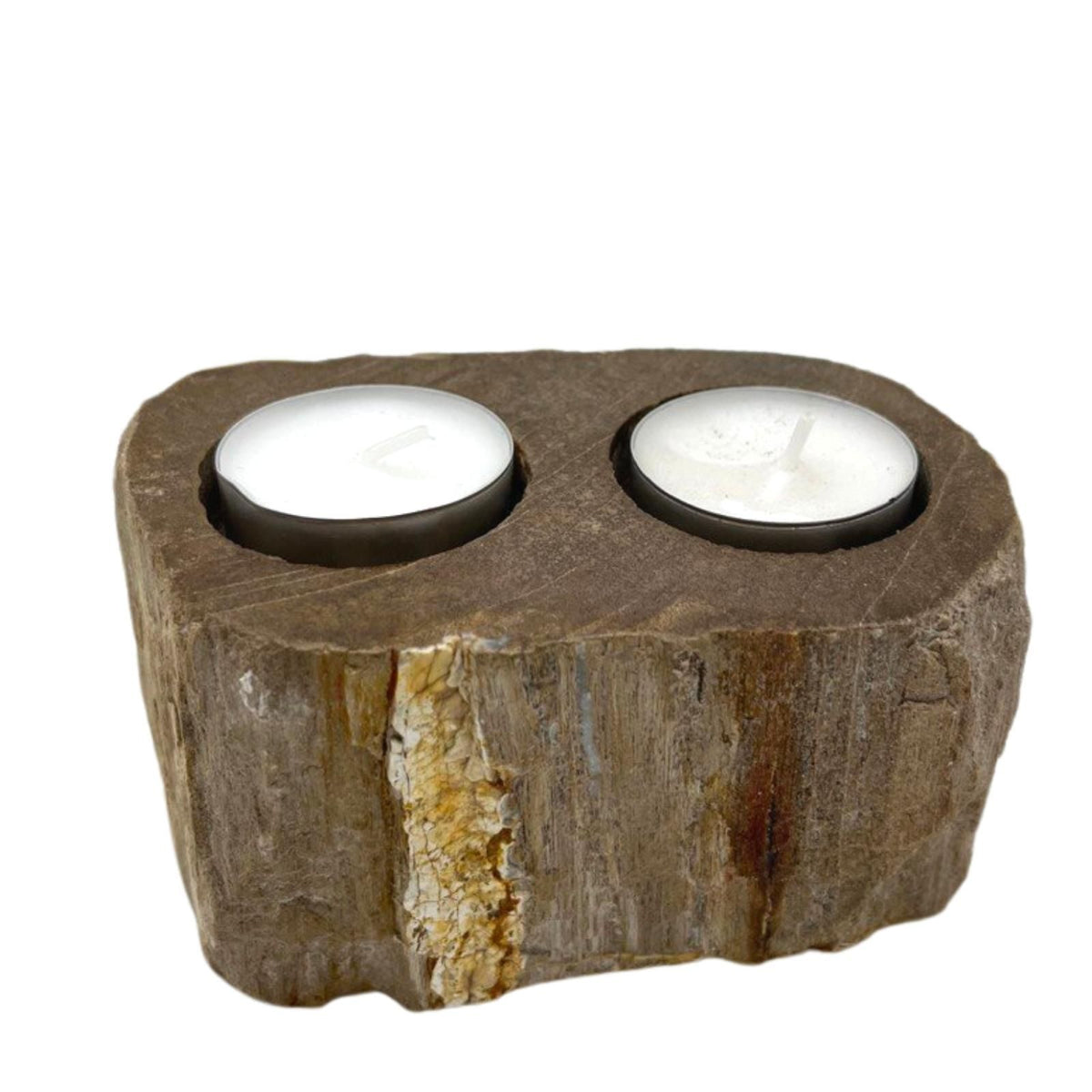 Petrified Wood Candle Holder - Double - product view 4