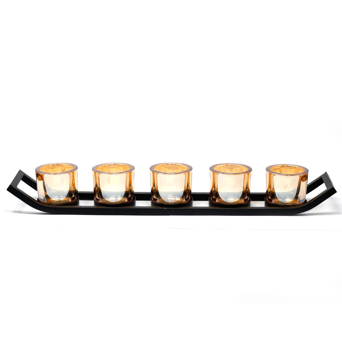 Centrepiece Iron Votive Candle Holder - 5 Cup Ledge - product view 2