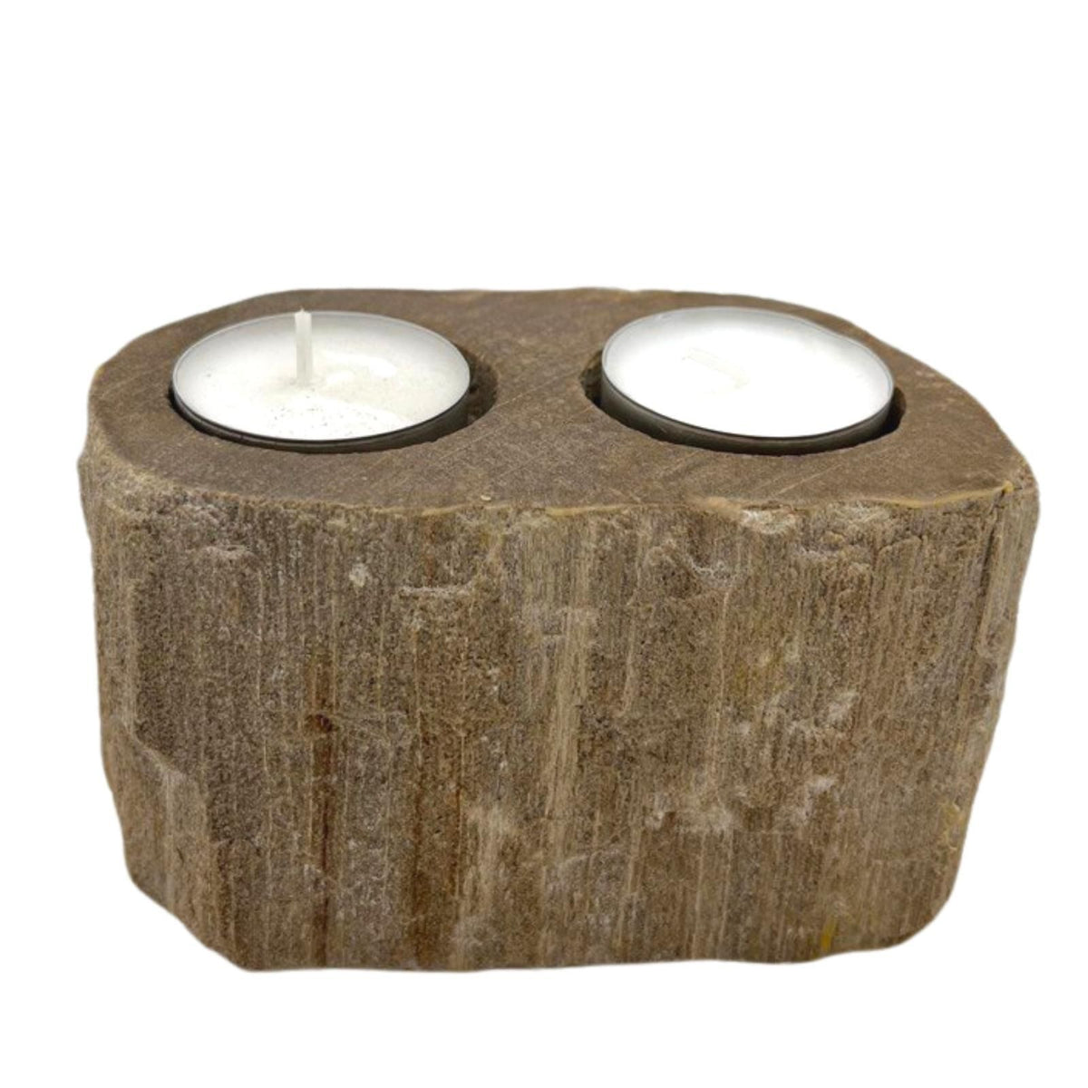 Petrified Wood Candle Holder - Double - product view 3