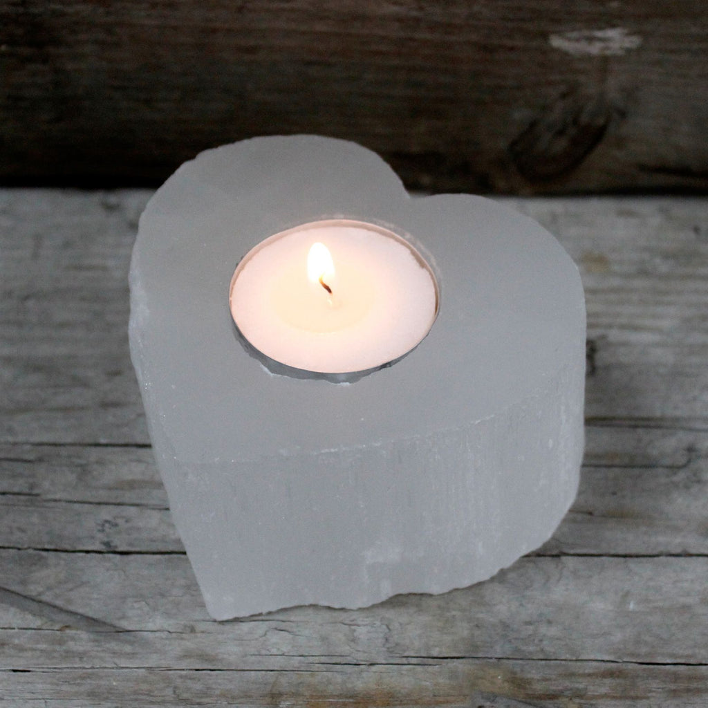 Selenite Heart Candle Holder - product view 4