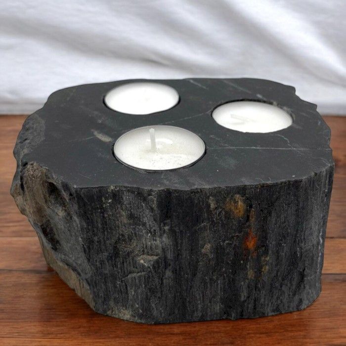 Petrified Wood Candle Holder - Triple - product view 5