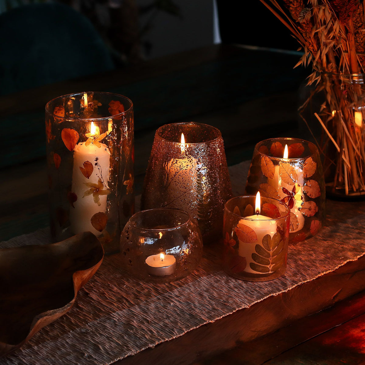 Natural Floral Glass - Bowl Candle Holder - Margarita - product view 2