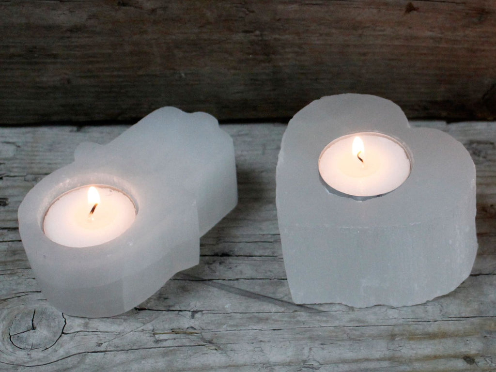 Selenite Hamsa Candle Holder - product view 4
