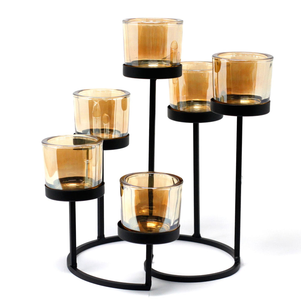 Centrepiece Iron Votive Candle Holder - 6 Cup Circle Tree - product view 3